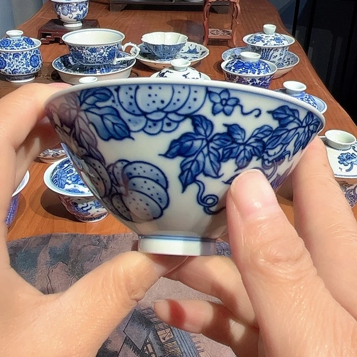 镹曰茶闲柴窑手工手绘青花