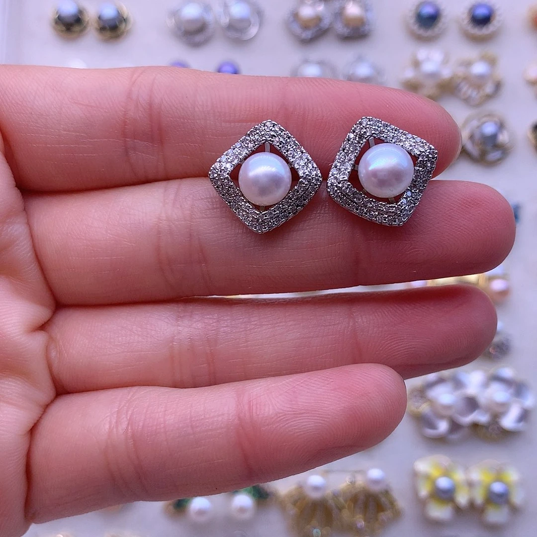 淡水珍珠耳饰合金