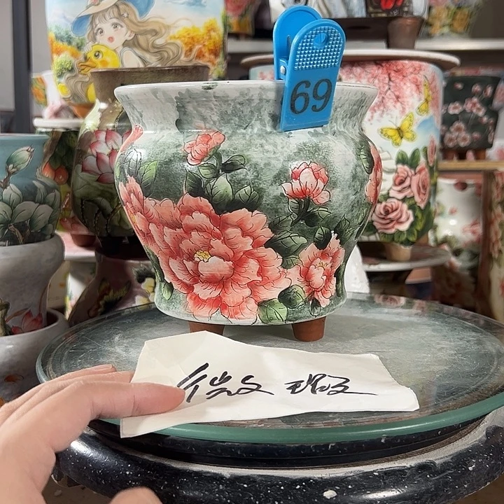 景德镇手绘花盆满38包邮