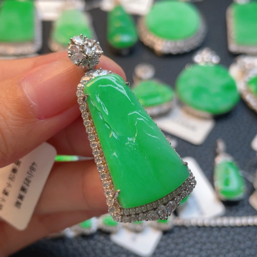 翡翠银S925镶嵌吊坠(不含链)