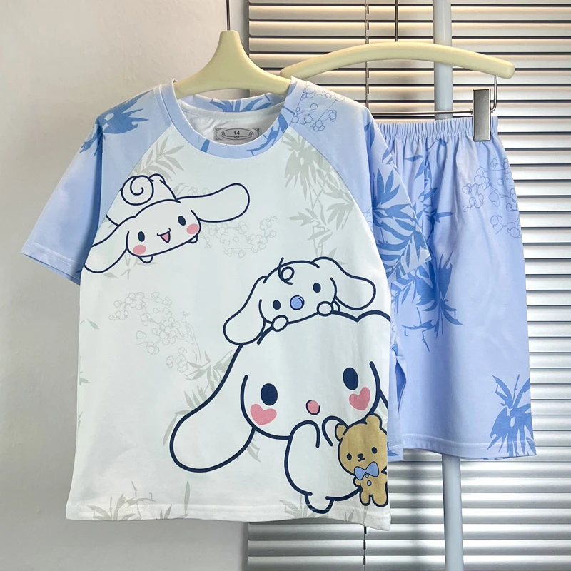 儿童女童睡衣夏季薄款短袖全棉纯棉女孩中大童夏天卡通新款家居服