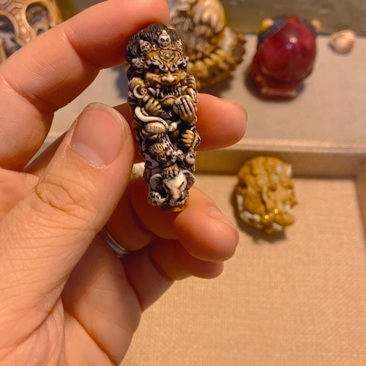 鹿骨其他那****听鹿角雕刻大黑天六臂