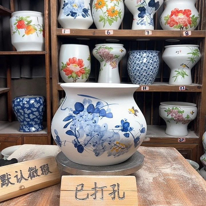 摆件钱袋子兰兰紫藤新款陶瓷陶瓷