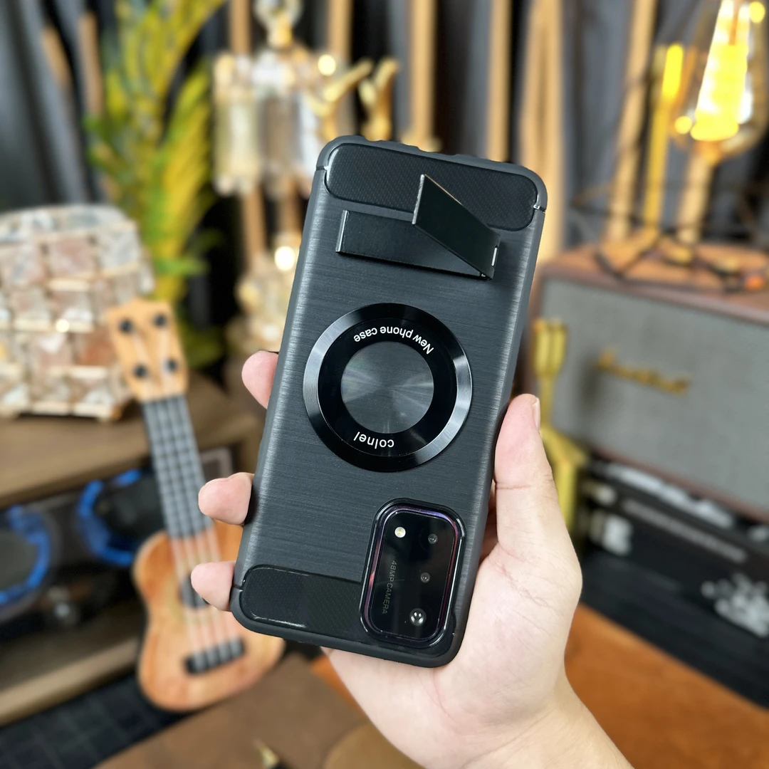 【碳纤维拉丝纹+金属一字支架】适用于OPPO A93手机壳防摔