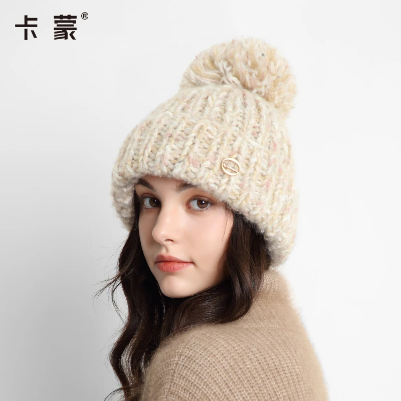 卡蒙 秋冬户外保暖针织帽纯色百搭冷帽 女款