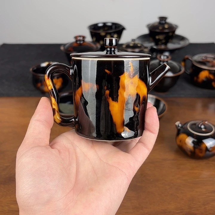 瓷玳瑁釉直筒壶壶壶