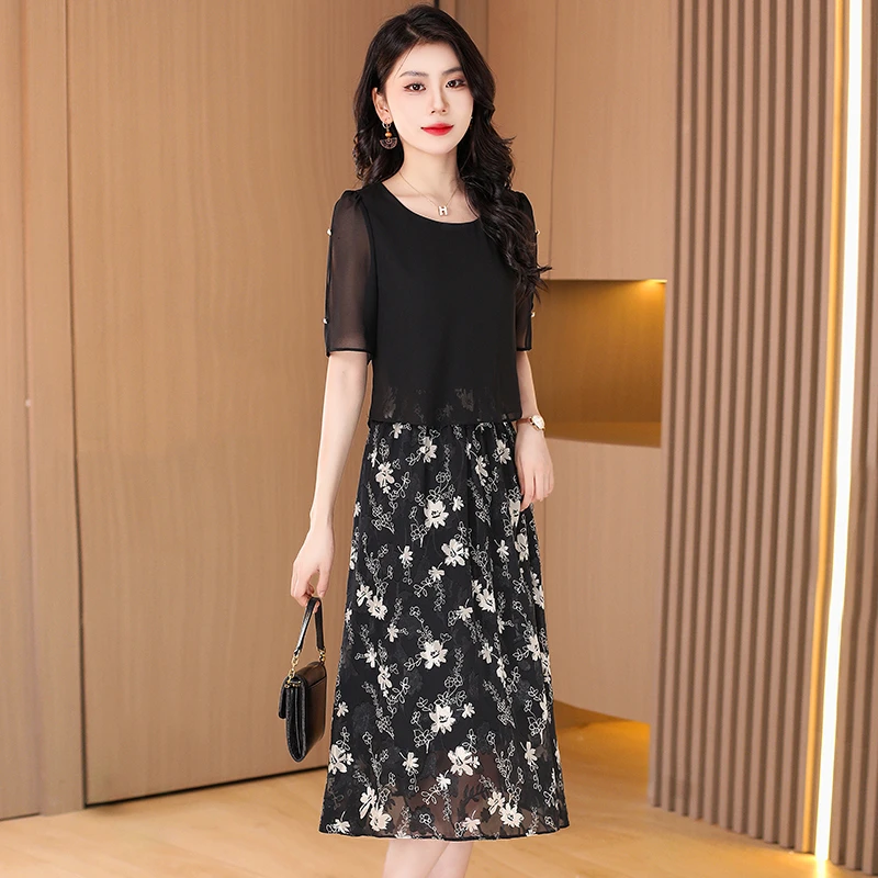 【可蓓儿】2025新款轻奢高级感十三行洋气质减龄假两件连衣裙女夏季