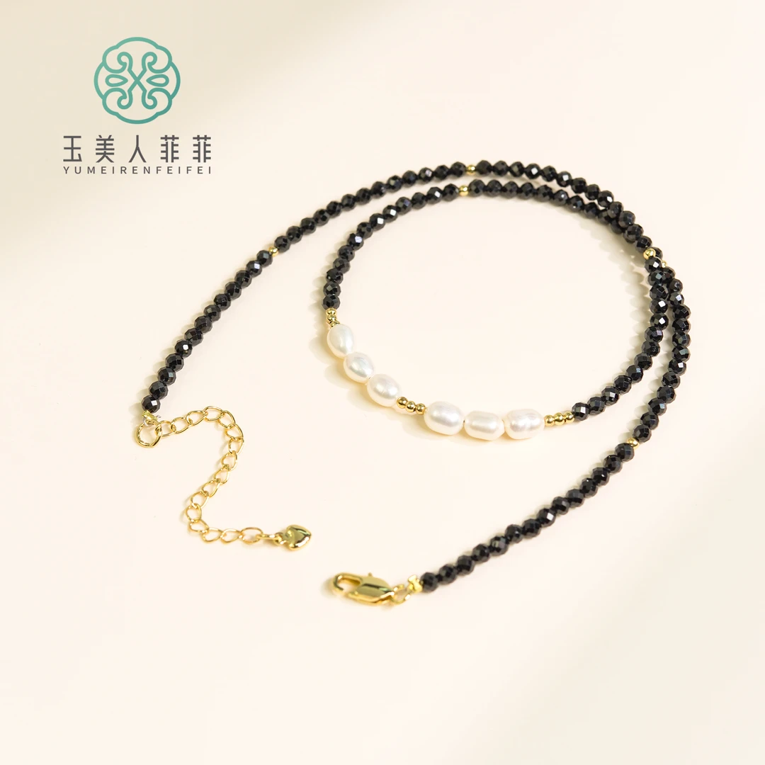 石惑珠宝^黑尖晶项链约3mm