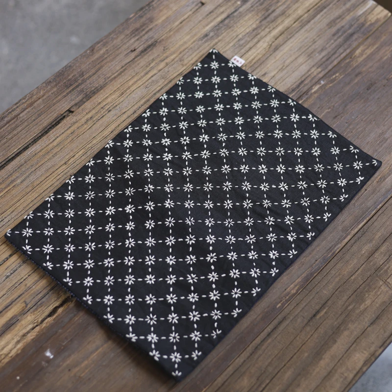 阿茶 刺子绣茶席(灰色)（九章S0008）