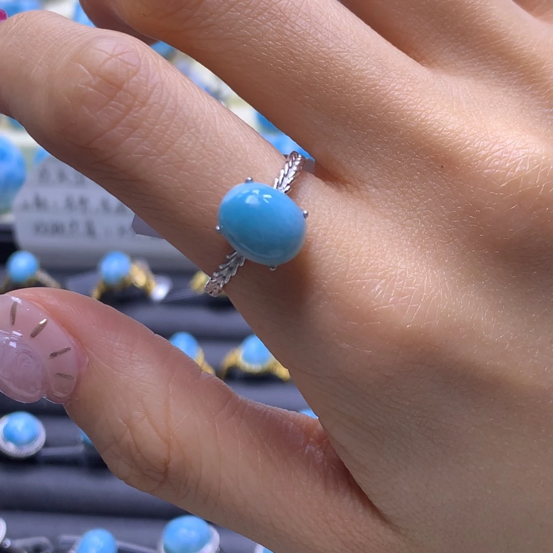 针钠钙石（海纹石）未镶嵌戒指蛋面戒指色差略异