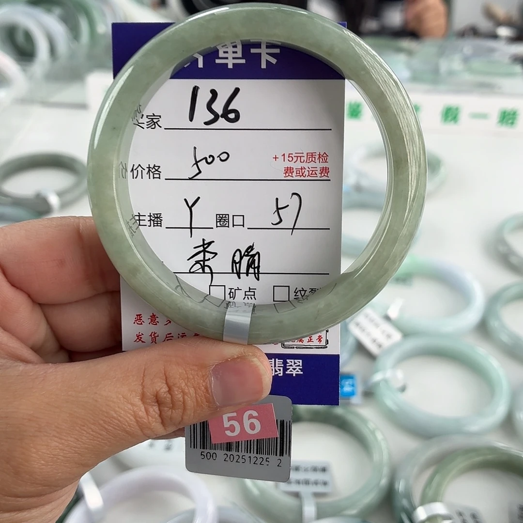 双***子翡翠未镶嵌手镯57