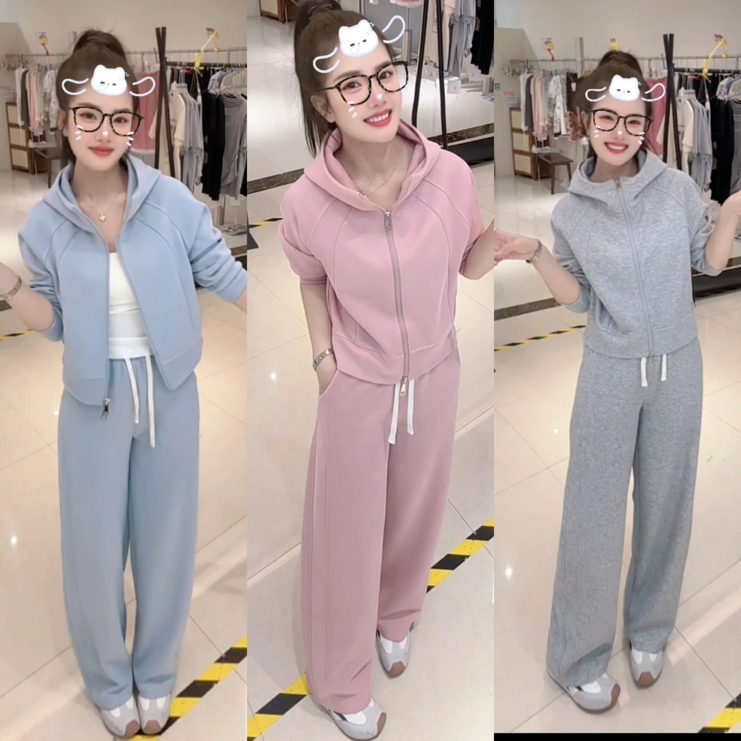 动感百搭套装女2025秋季新款休闲时尚卫衣+卫裤两件套连帽街头风