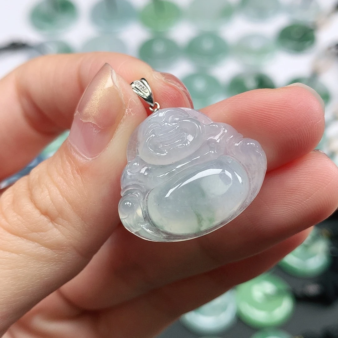 翡翠颈饰18K金镶嵌佛