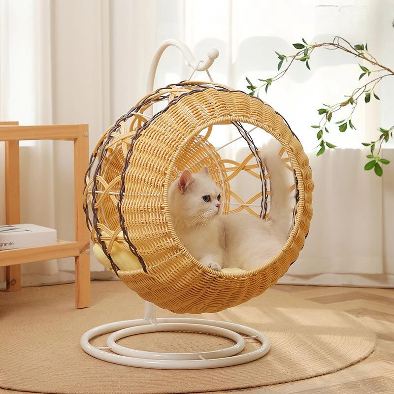 藤编猫窝夏天保暖宠物封闭式四季通用网红猫床猫咪可拆级大吊篮