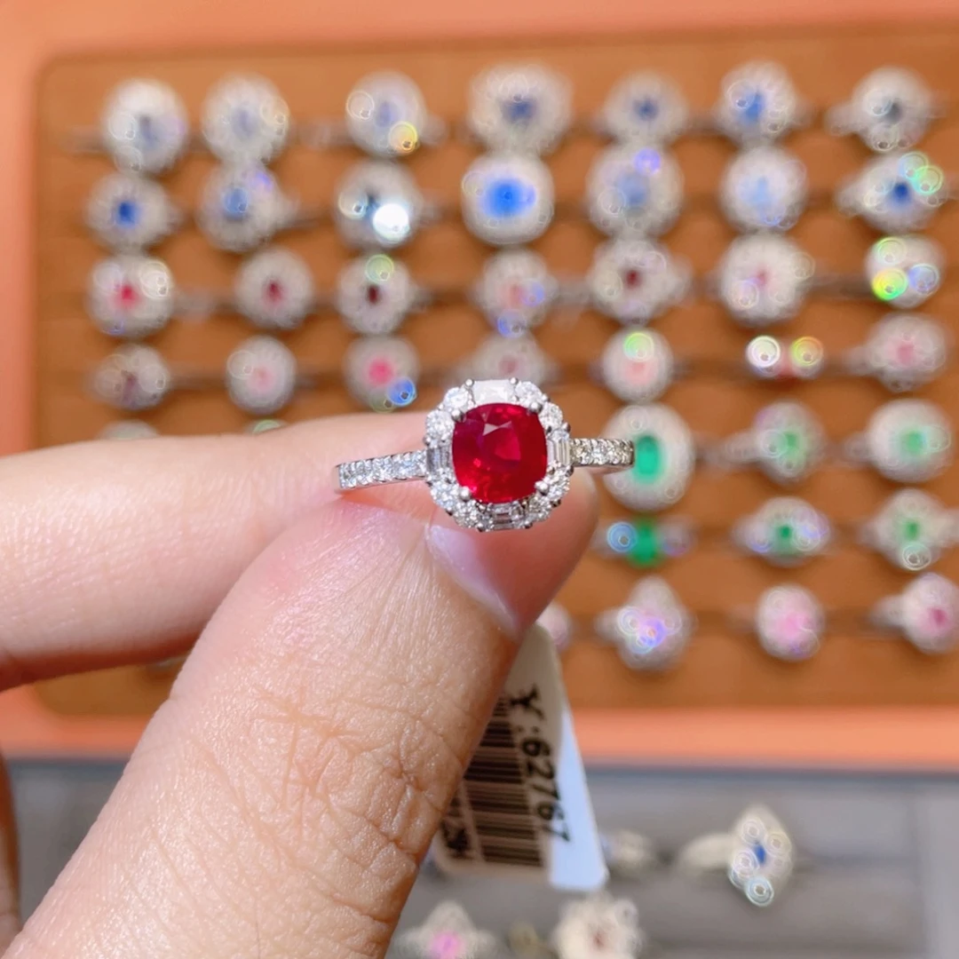 18K金镶嵌红宝石戒指1.08ct 缅甸鸽血