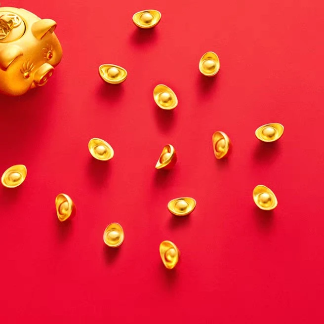 凤禧年黄金足金999投资1g金元宝小金豆实心送礼聚宝-dd