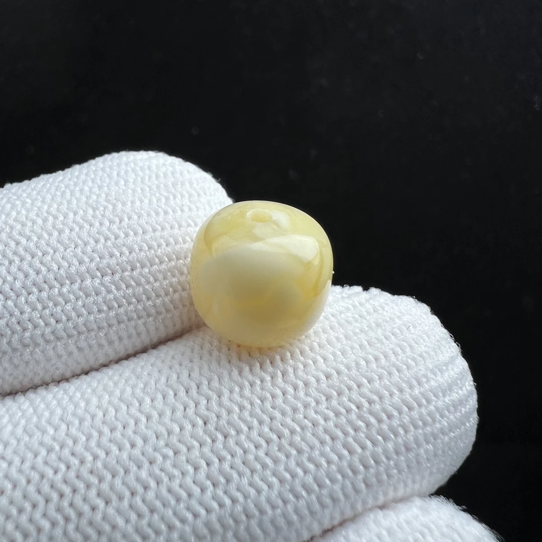 M6483天然俄料蜜蜡 白蜡老型单珠10.4*9.3mm 支持鉴定假一罚四