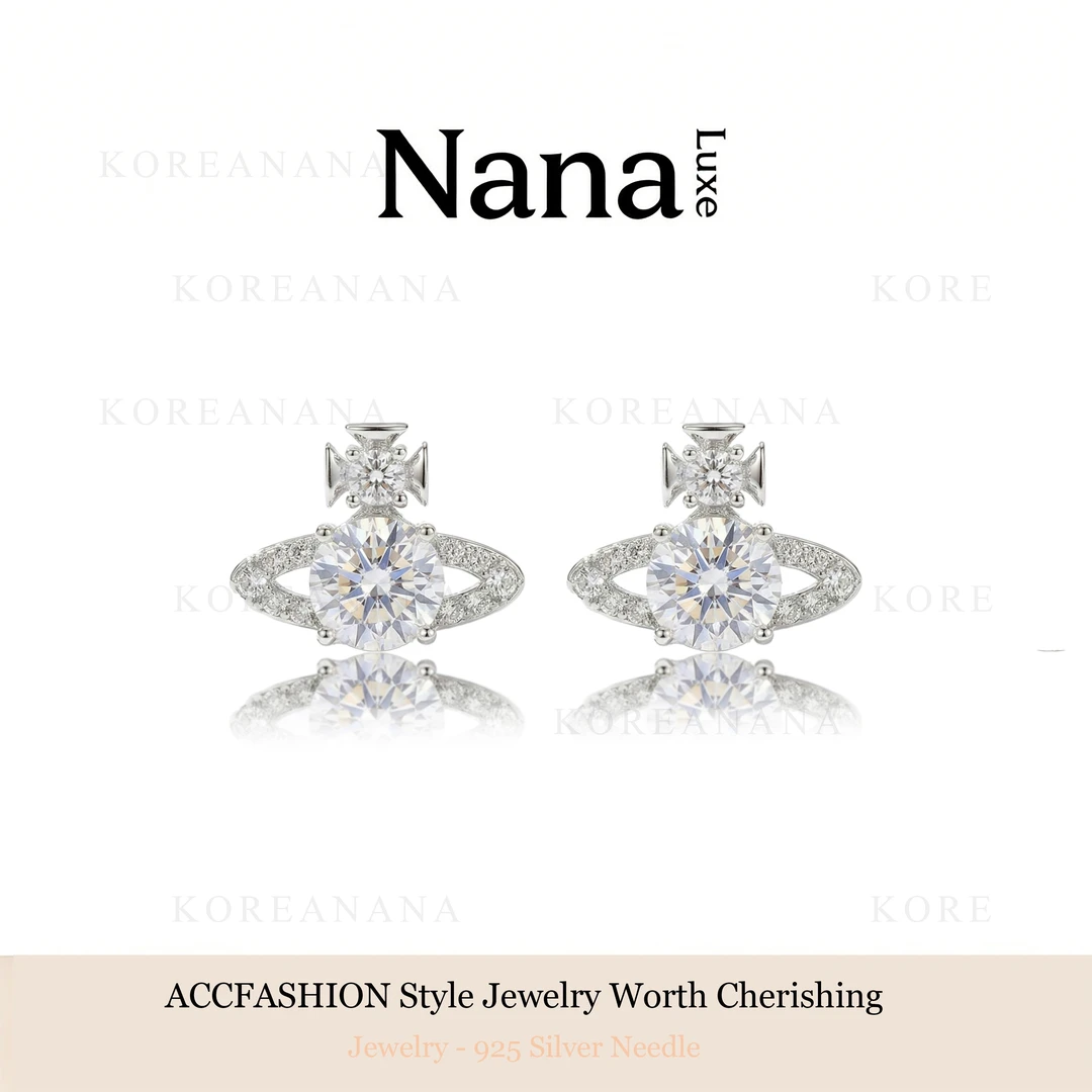 铜合金耳饰 铜合金耳饰 轻奢小众简约土星耳钉A172