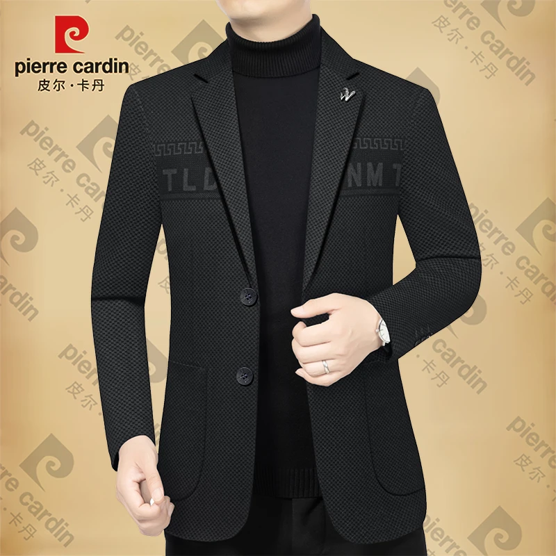 皮尔卡丹男士新款高档商务休闲西服春秋季西装领外套爸爸男装中年