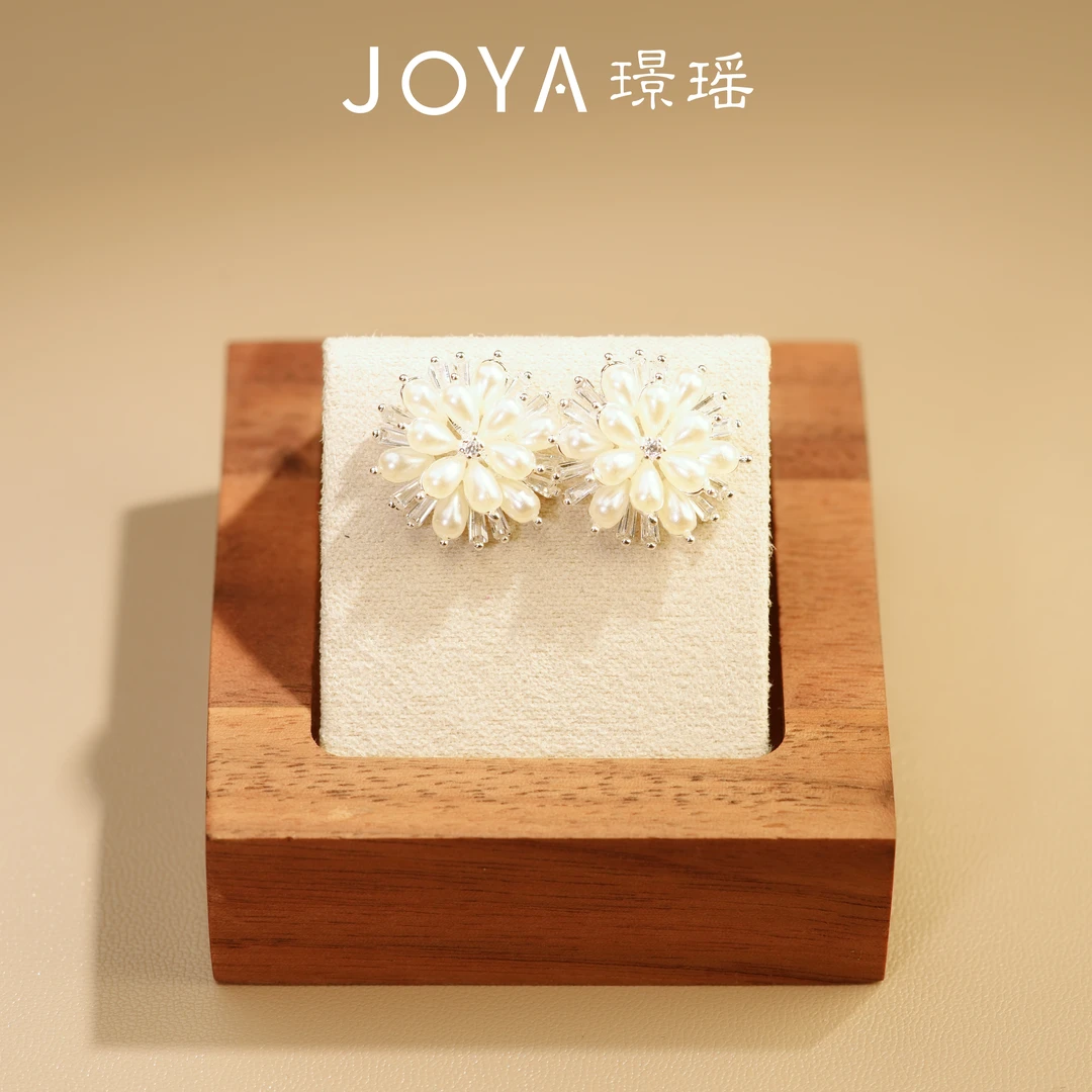 铜合金锆石耳饰 JOYA璟瑶 月落繁花 气质手工轻奢时尚百搭耳钉
