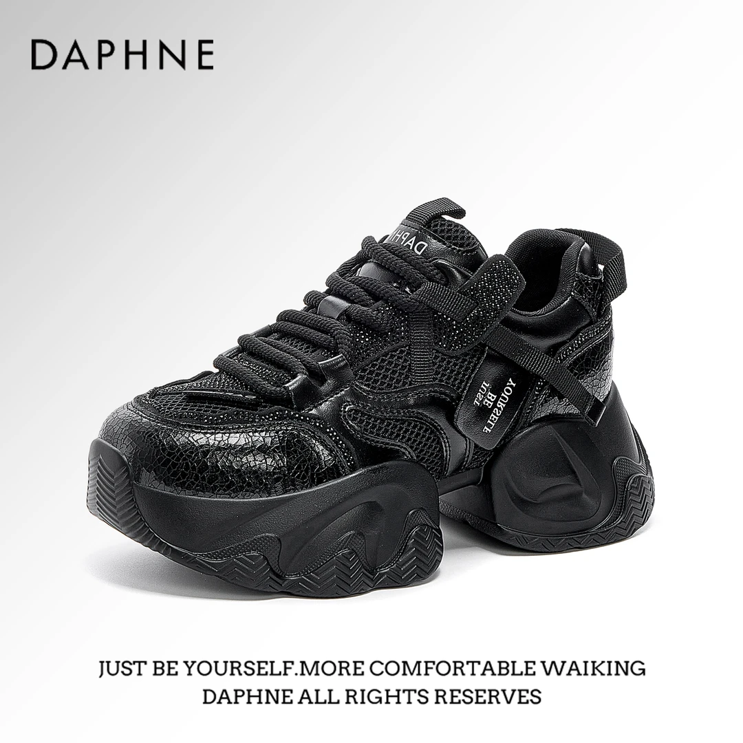 达芙妮春季新款休闲老爹鞋女款矮子乐厚底鞋子增高女鞋运动鞋子