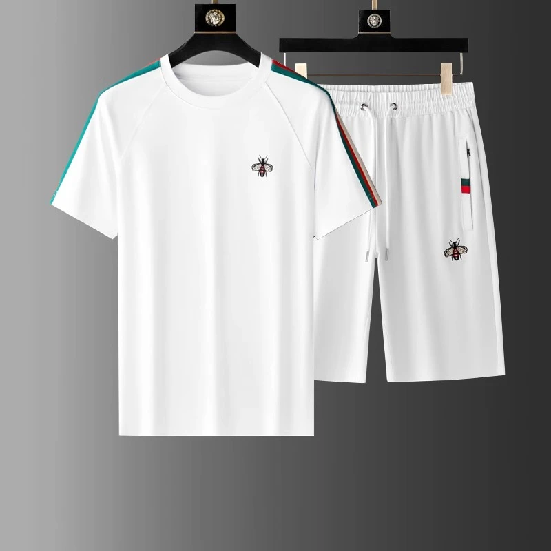 男士短裤两件套高端潮牌时尚短袖T恤夏季新款五分裤休闲套装男潮
