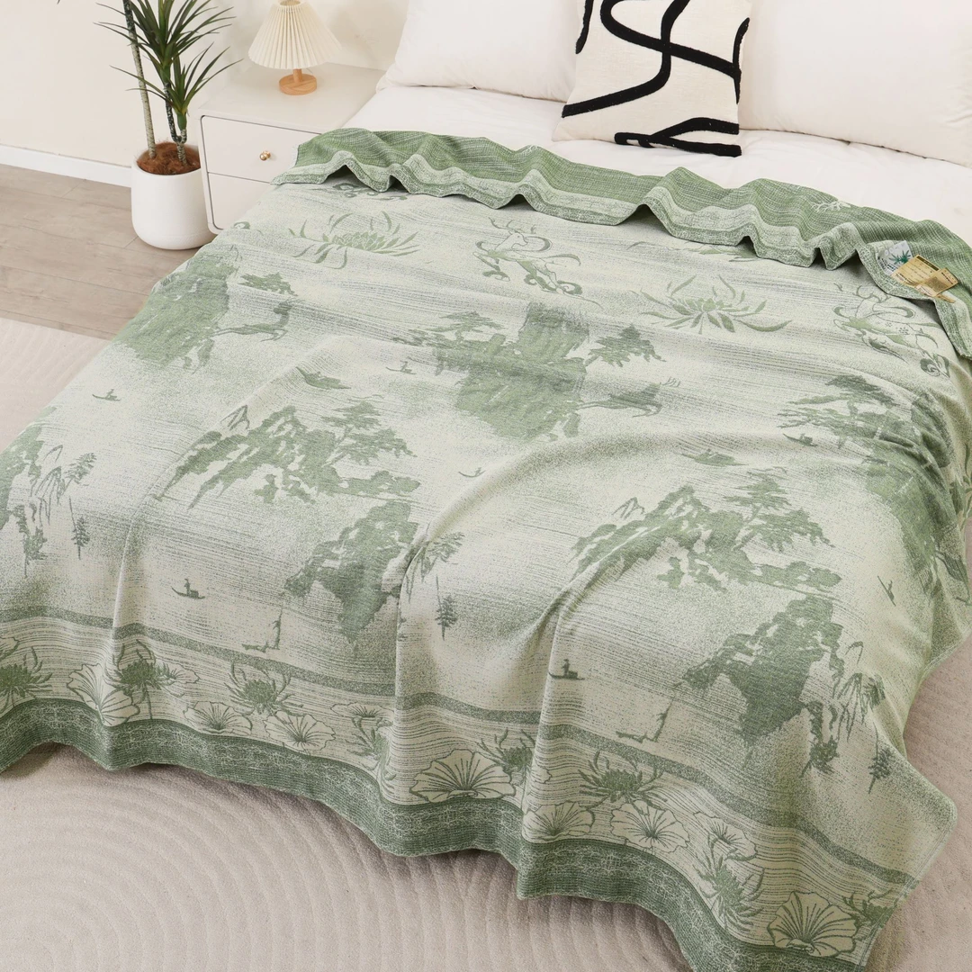 M【一鹿莲升】200*230cm罗布麻艾草精梳四季通用多功能床盖透气机洗