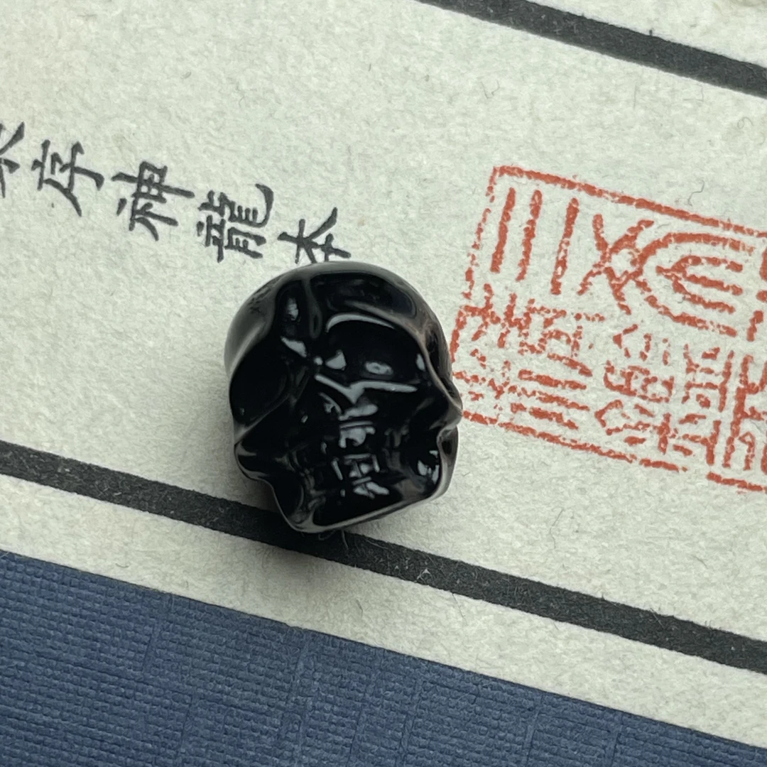 黑武士精雕尸陀林.尸尸 原矿黑玛瑙单珠11×12