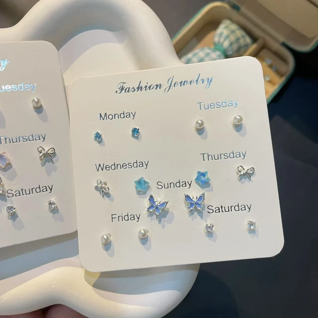 合金耳饰 气质小巧925银针蝴蝶耳钉女甜美简约百搭小清新耳饰超仙