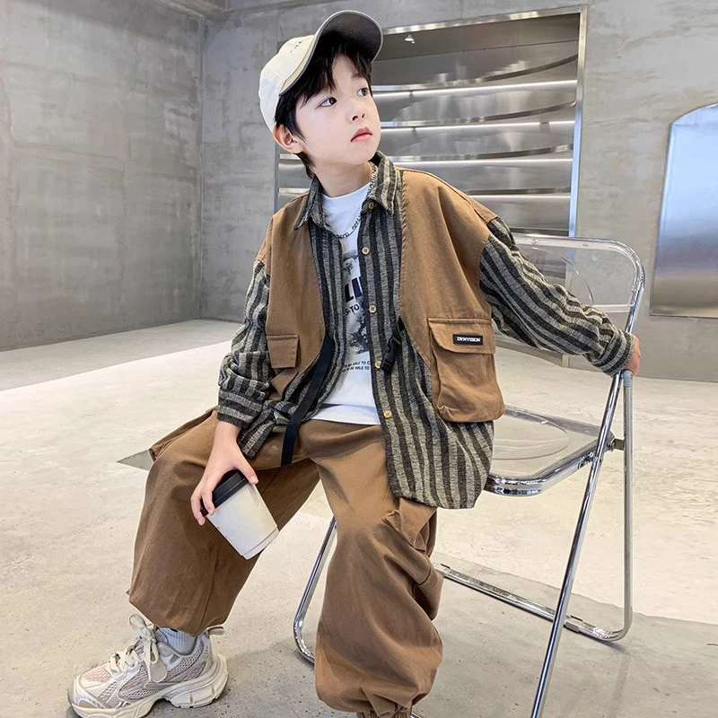儿童装男童秋装套装2025新款秋款大童时髦男孩休闲帅气潮酷韩版