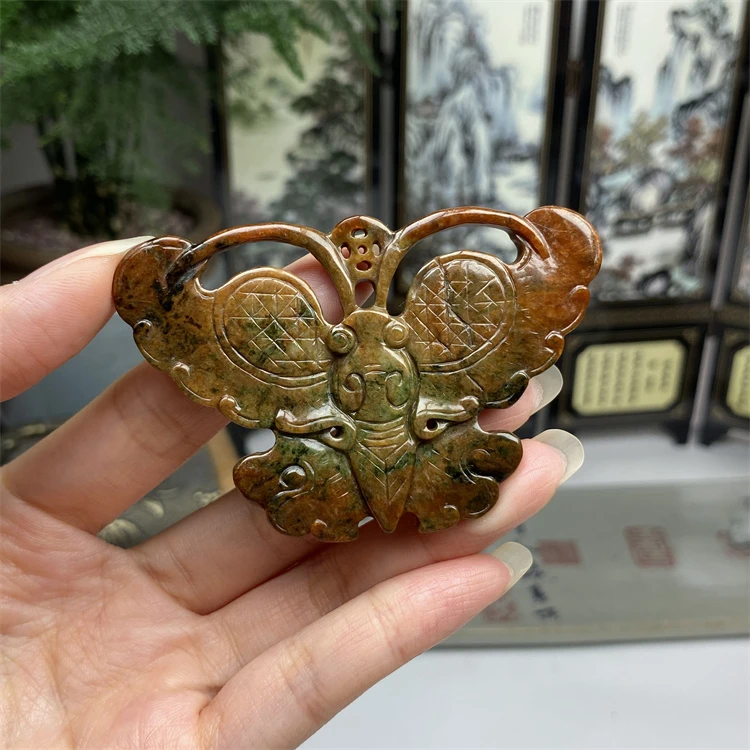 老料红加绿蝶恋花挂件 天然翡翠A货 玥琳琅