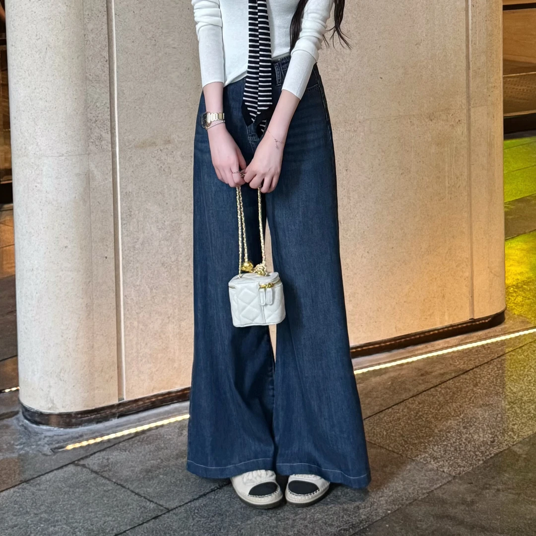 YUANLIANSU/圆脸酥【旧雨未歇】2025年秋季新款复古高腰牛仔阔腿裤