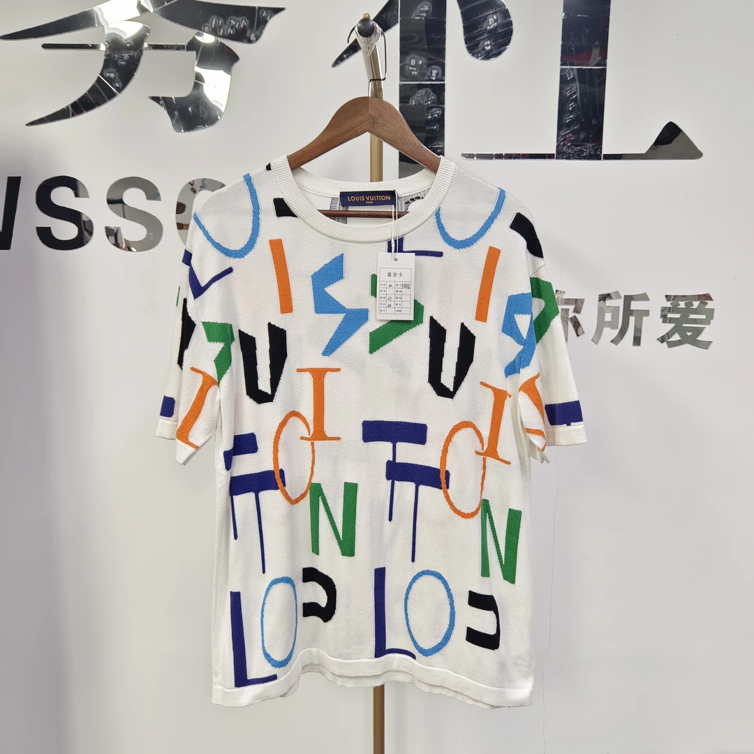 99新 LouisVuitton/路易威登 弹幕针织短袖 M衣长68胸围57编码5