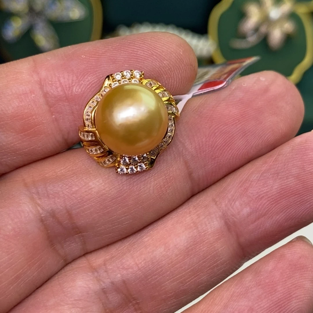 银S925镶嵌戒指海水珍珠