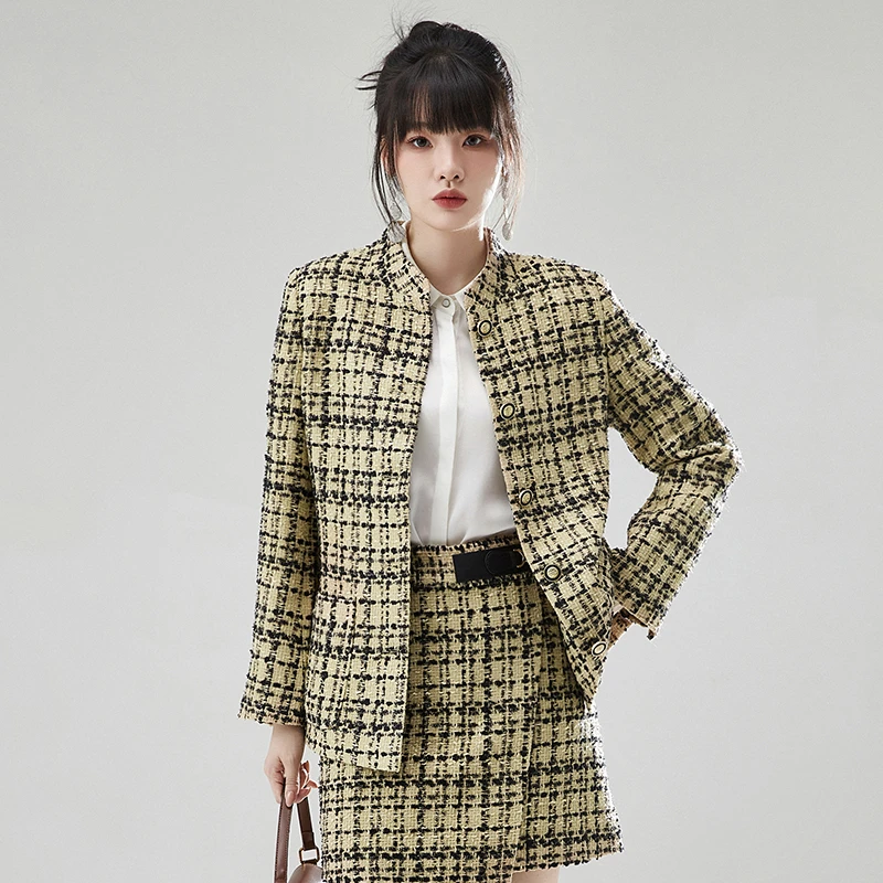 43RE0K0001小香风气质上衣单排扣外套女