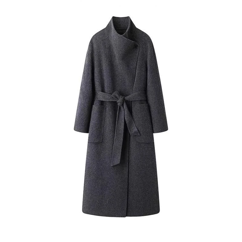 艾家2025冬季新款中长款双面毛呢大衣外套女2355