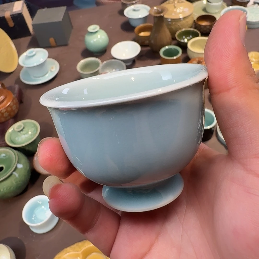团***啊龙泉青瓷茶具微瑕