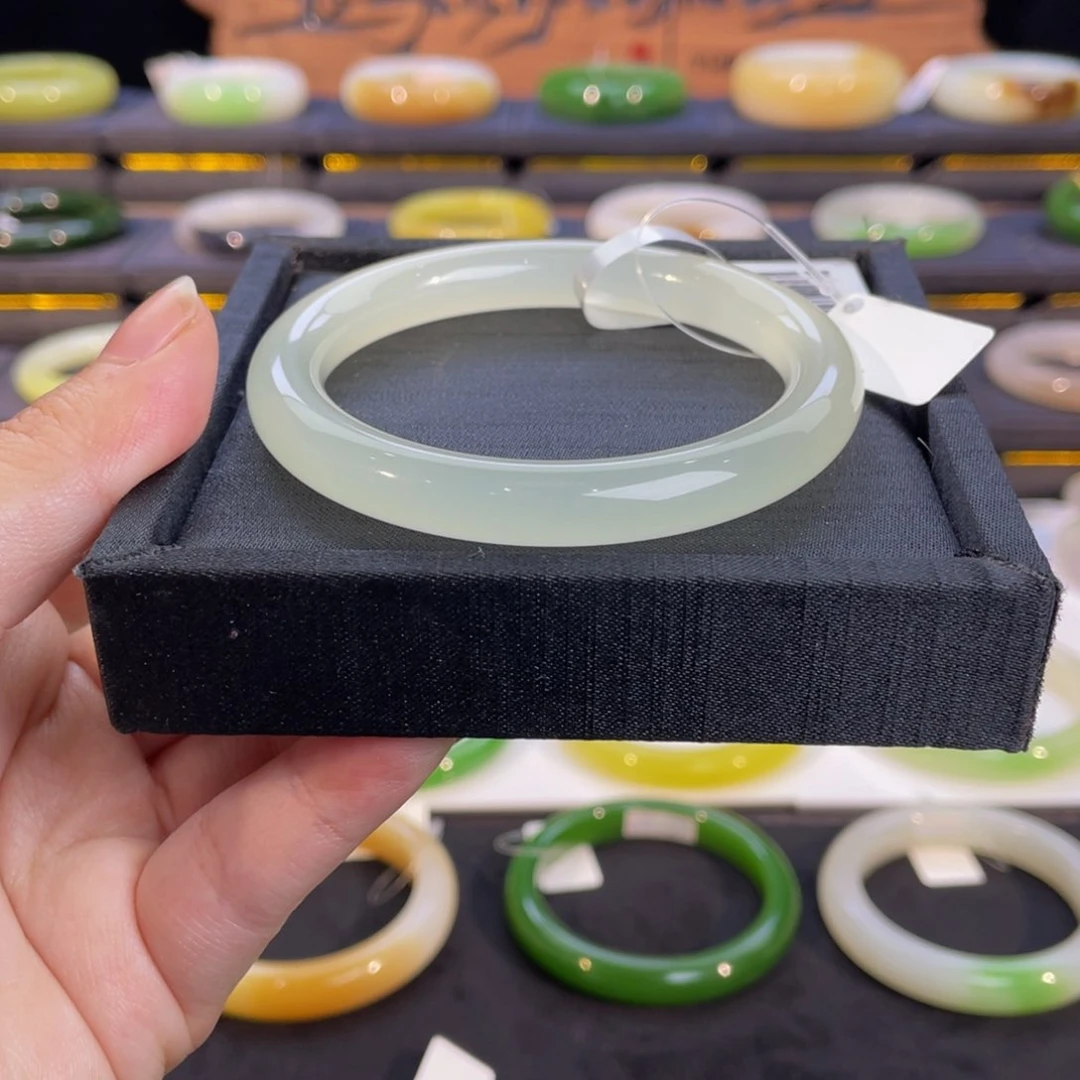 未镶嵌手镯和田玉高冰玻璃底手镯5758