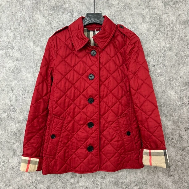 95新 BURBERRY/博柏利 红色翻领棉服