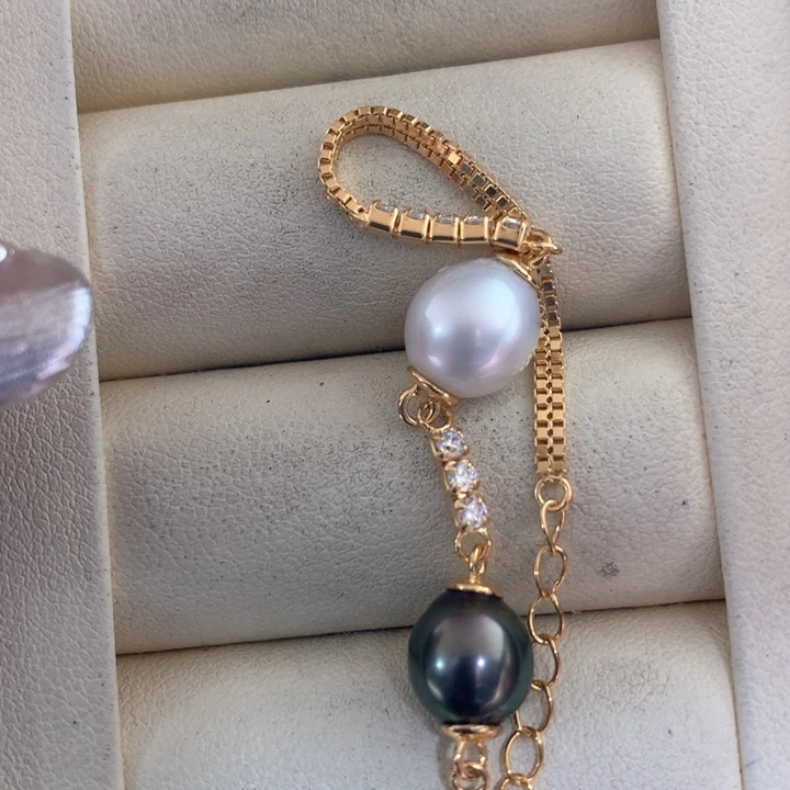 银S925镶嵌手绳海水珍珠