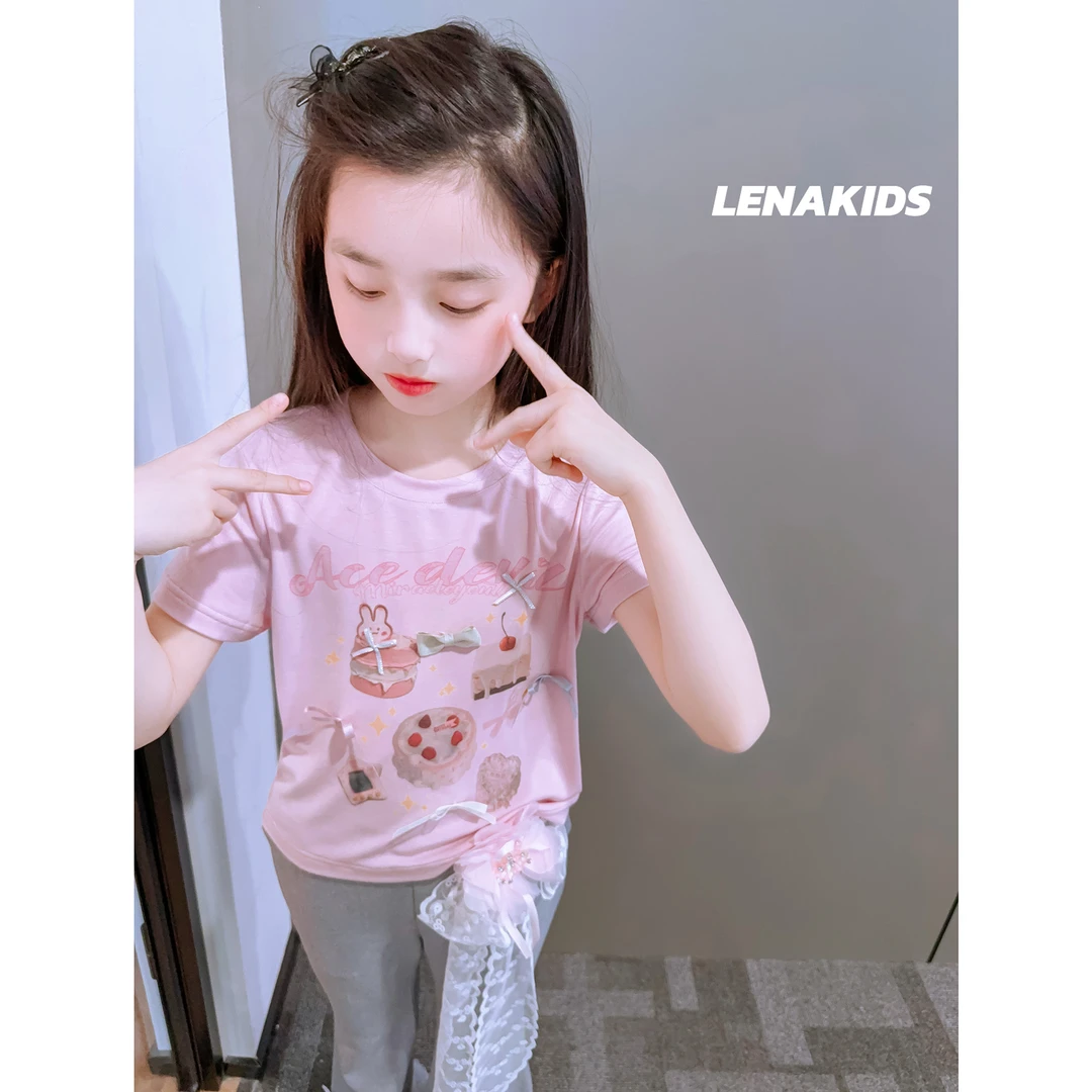 【现货】Lenakids【温柔系·气质蝴蝶结T长裤套装】洋气女宝25032104