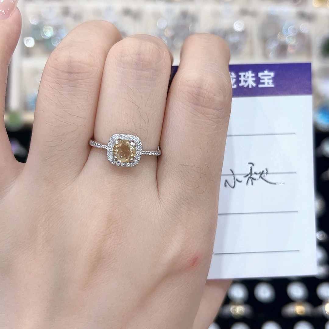 小***-黄晶戒指银S925镶嵌