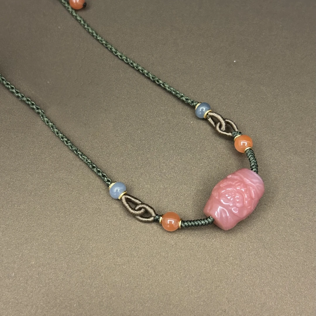 绯红玛瑙项链手工编织项链