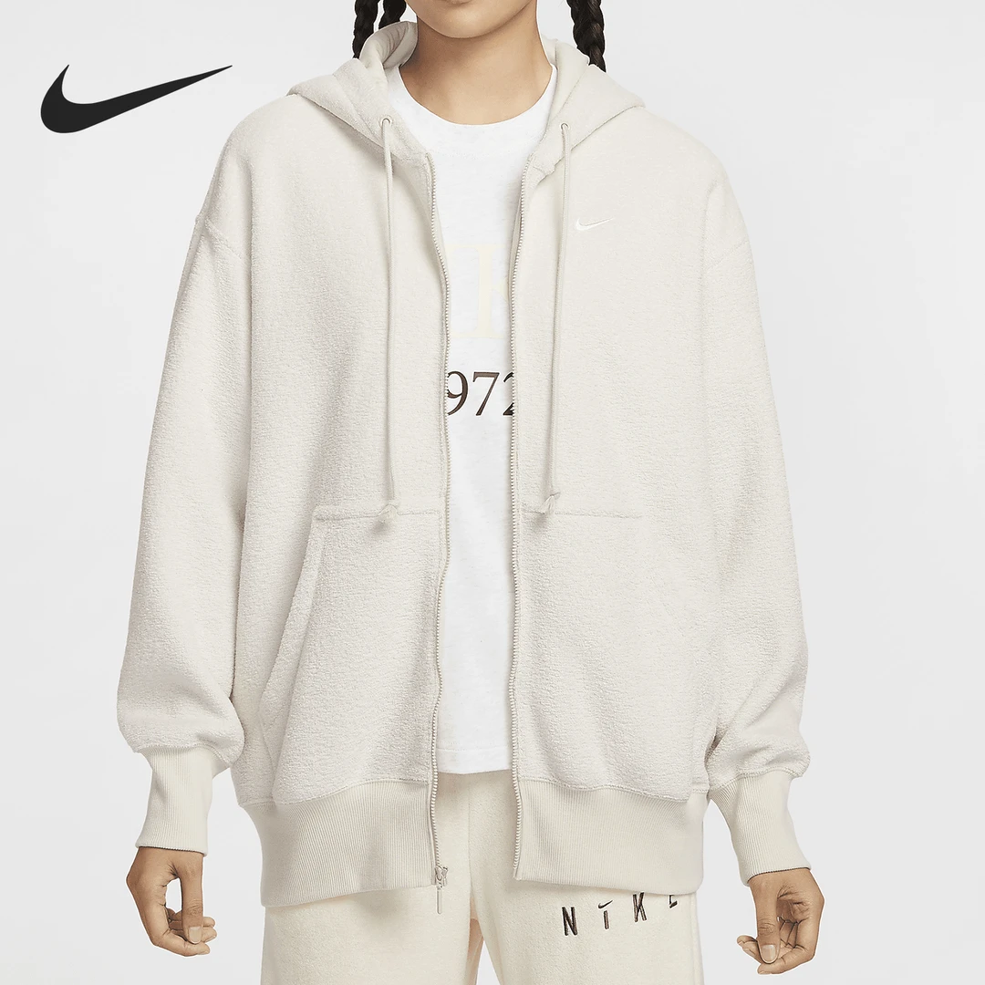 Nike/耐克正品新款女士全长拉链开襟加绒连帽外套FZ1268-104