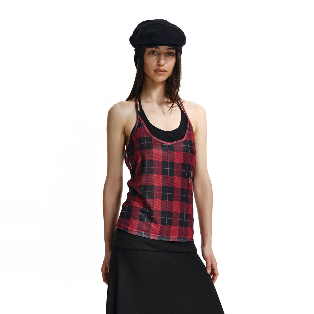 Two little guys*真两件印花露背系袋"菲比"风格纹吊带背心