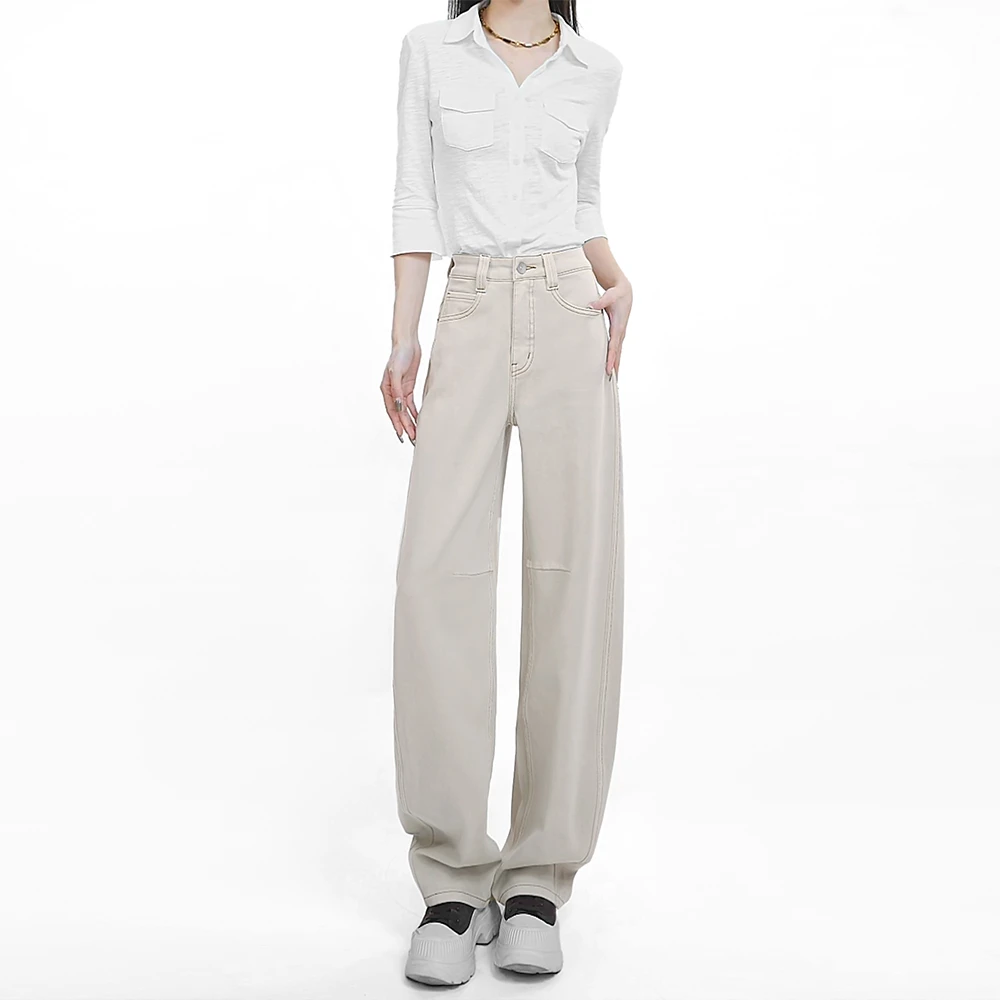 直筒牛仔裤女2025秋冬新款弯刀裤高腰宽松显瘦欧若风时尚百搭裤子
