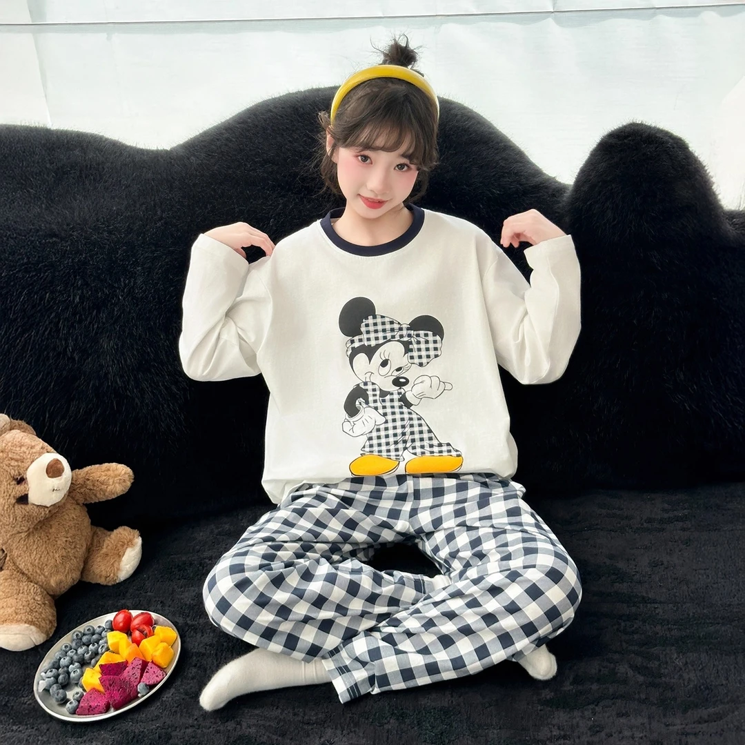 女童韩版时光棉睡衣秋装2025新款儿童卡通休闲宽松套装女孩家居服