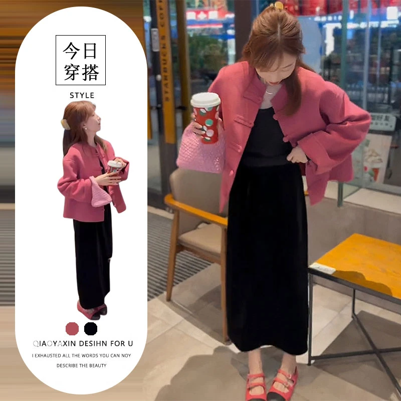 新中式国风盘扣外套穿搭套装女夏季新款独特别致黑色半身裙两件套