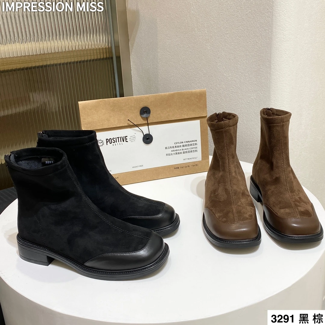 （3291）时尚百搭罗马靴短筒靴