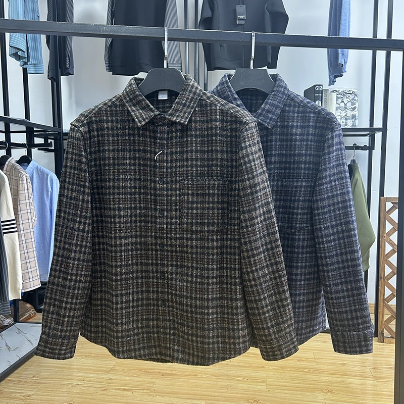 加厚美式复古休闲磨毛亲肤保暖寸衫秋冬季宽松衬衣 G922